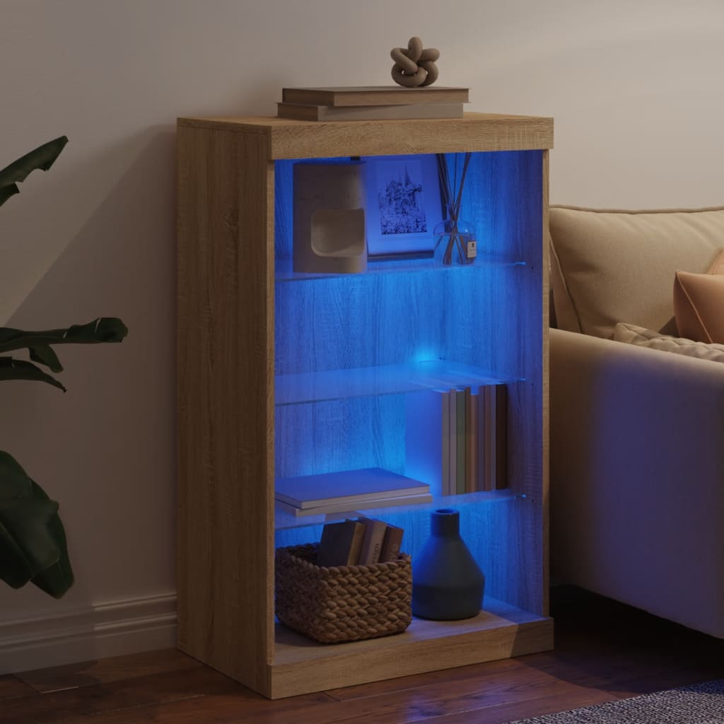 Dressoir met LED-verlichting 60,5x37x100 cm sonoma eikenkleurig is nu te koop bij PeponiXL, paradijselijk wonen!