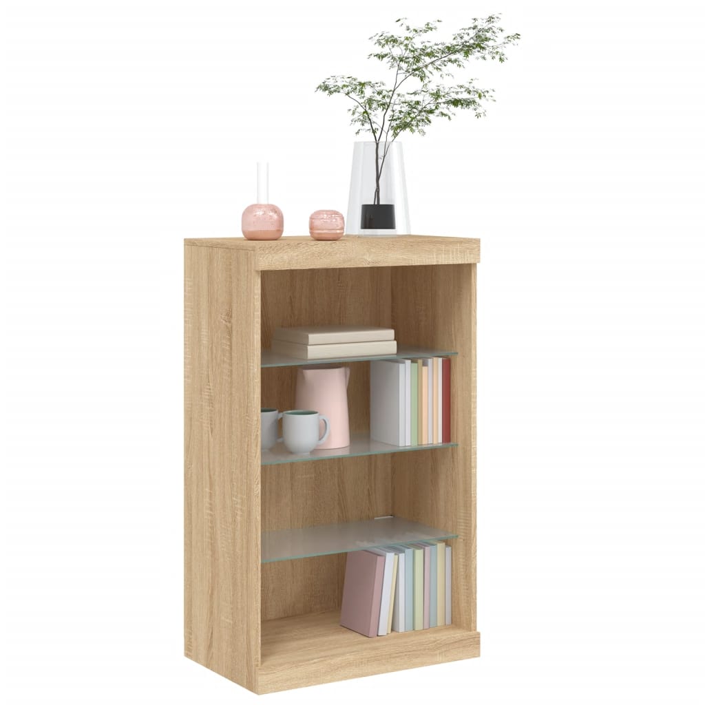 Dressoir met LED-verlichting 60,5x37x100 cm sonoma eikenkleurig is nu te koop bij PeponiXL, paradijselijk wonen!