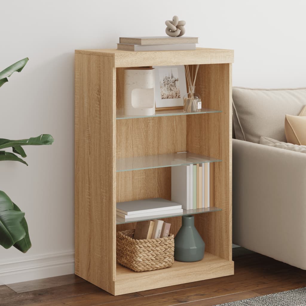 Dressoir met LED-verlichting 60,5x37x100 cm sonoma eikenkleurig is nu te koop bij PeponiXL, paradijselijk wonen!