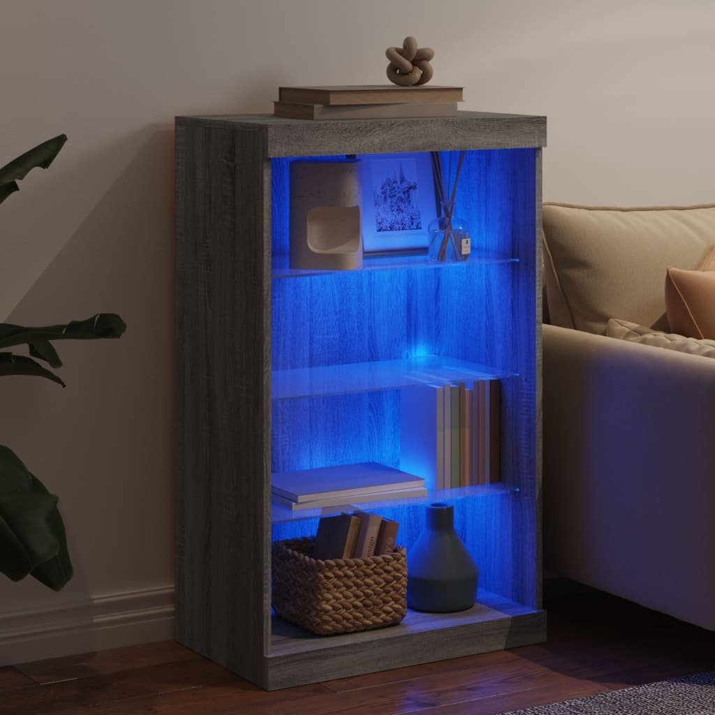 Dressoir met LED-verlichting 60,5x37x100 cm grijs sonoma eiken is nu te koop bij PeponiXL, paradijselijk wonen!