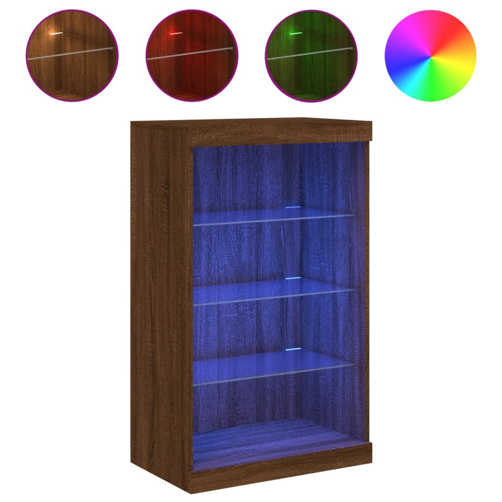 Dressoir met LED-verlichting 60,5x37x100 cm bruin eikenkleur is nu te koop bij PeponiXL, paradijselijk wonen!