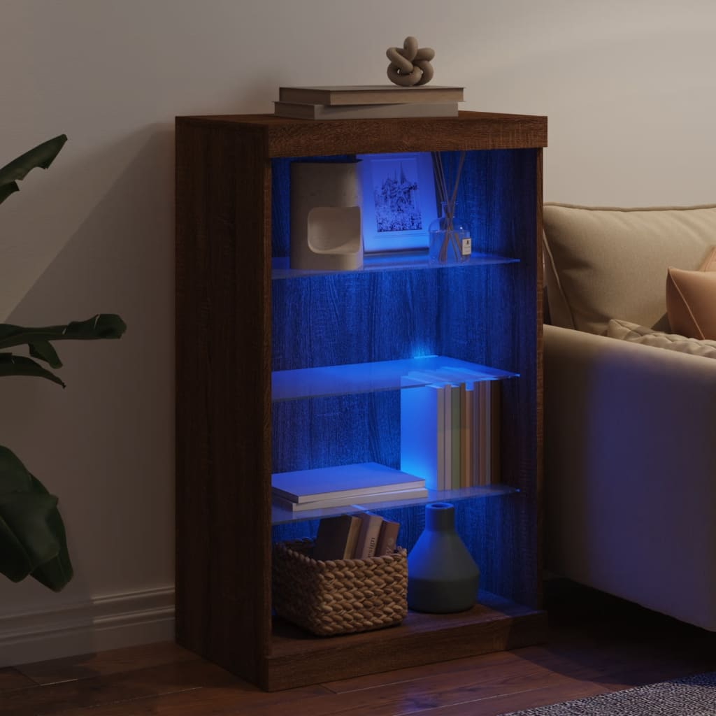 Dressoir met LED-verlichting 60,5x37x100 cm bruin eikenkleur is nu te koop bij PeponiXL, paradijselijk wonen!