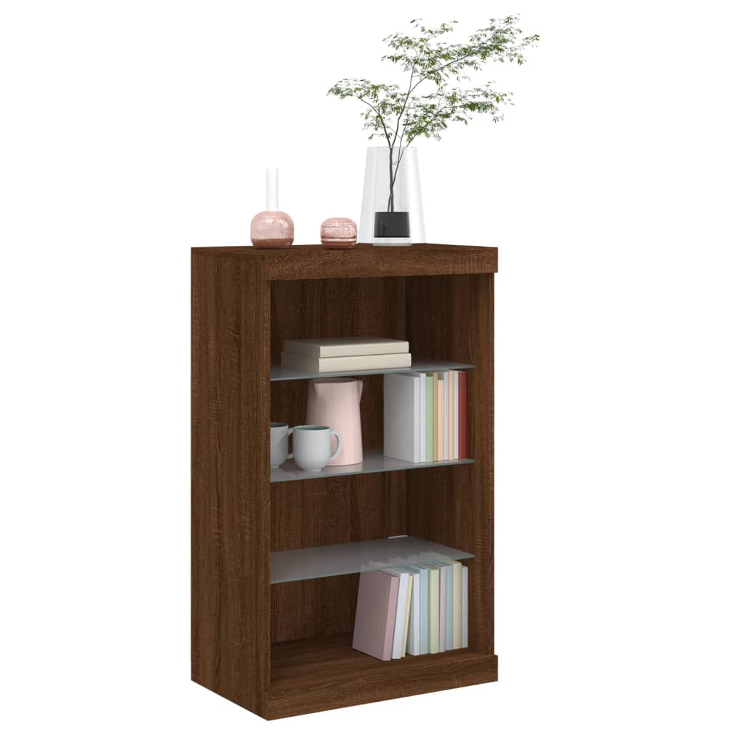 Dressoir met LED-verlichting 60,5x37x100 cm bruin eikenkleur is nu te koop bij PeponiXL, paradijselijk wonen!