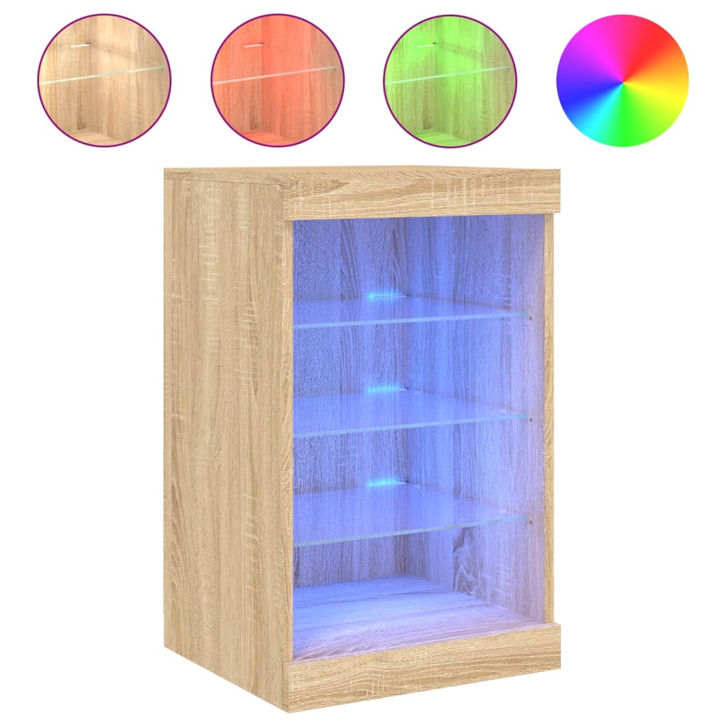 Dressoir met LED-verlichting 41x37x67 cm sonoma eikenkleurig is nu te koop bij PeponiXL, paradijselijk wonen!