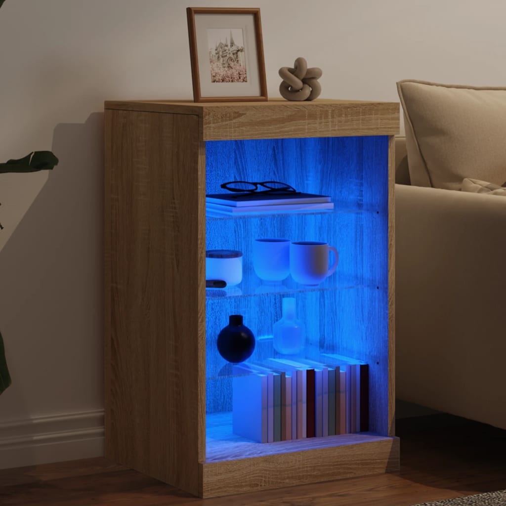 Dressoir met LED-verlichting 41x37x67 cm sonoma eikenkleurig is nu te koop bij PeponiXL, paradijselijk wonen!