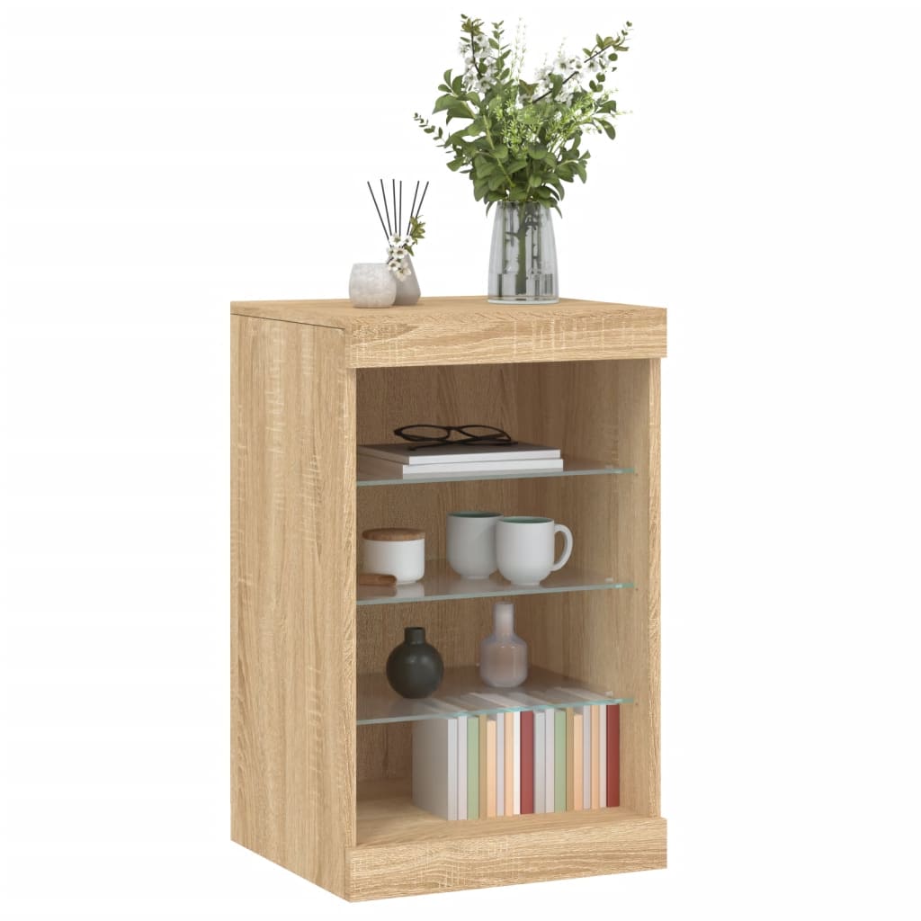 Dressoir met LED-verlichting 41x37x67 cm sonoma eikenkleurig is nu te koop bij PeponiXL, paradijselijk wonen!