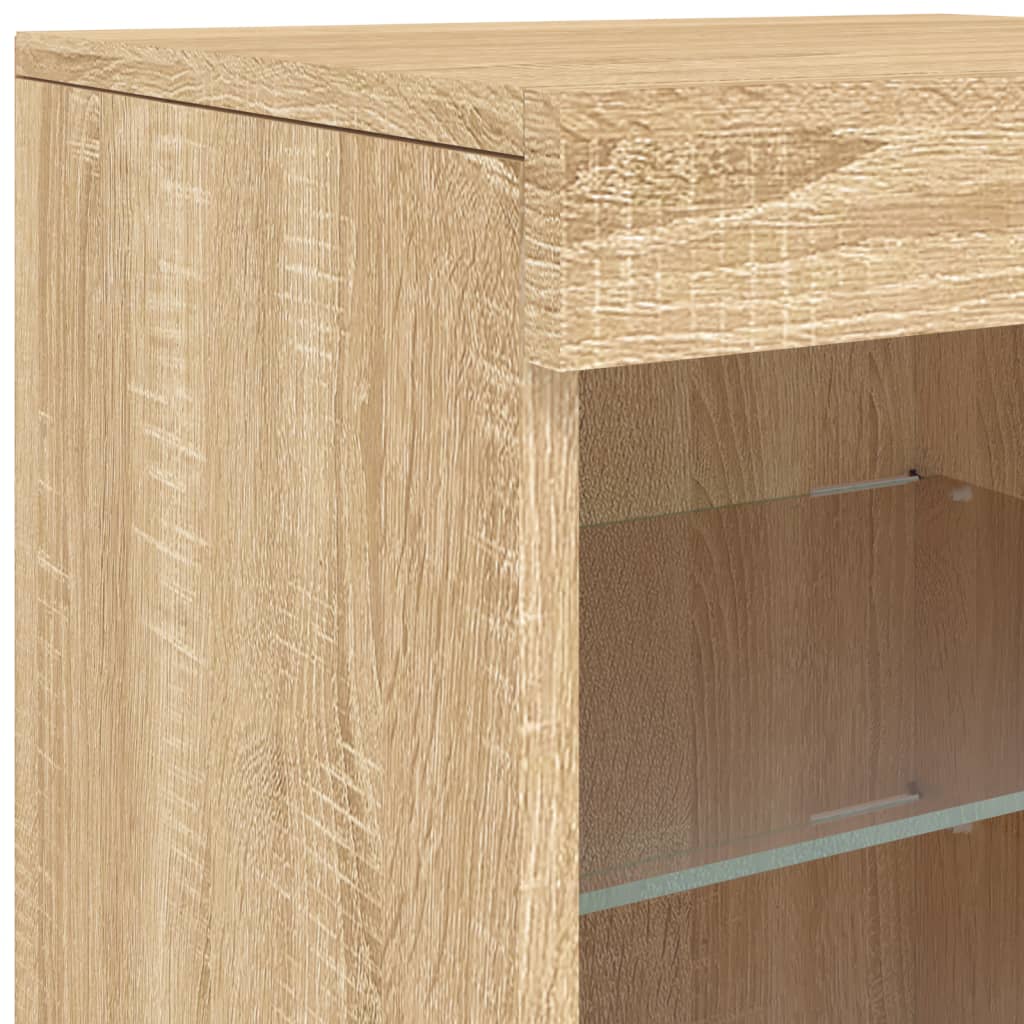 Dressoir met LED-verlichting 41x37x67 cm sonoma eikenkleurig is nu te koop bij PeponiXL, paradijselijk wonen!