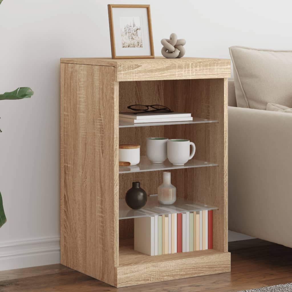 Dressoir met LED-verlichting 41x37x67 cm sonoma eikenkleurig is nu te koop bij PeponiXL, paradijselijk wonen!
