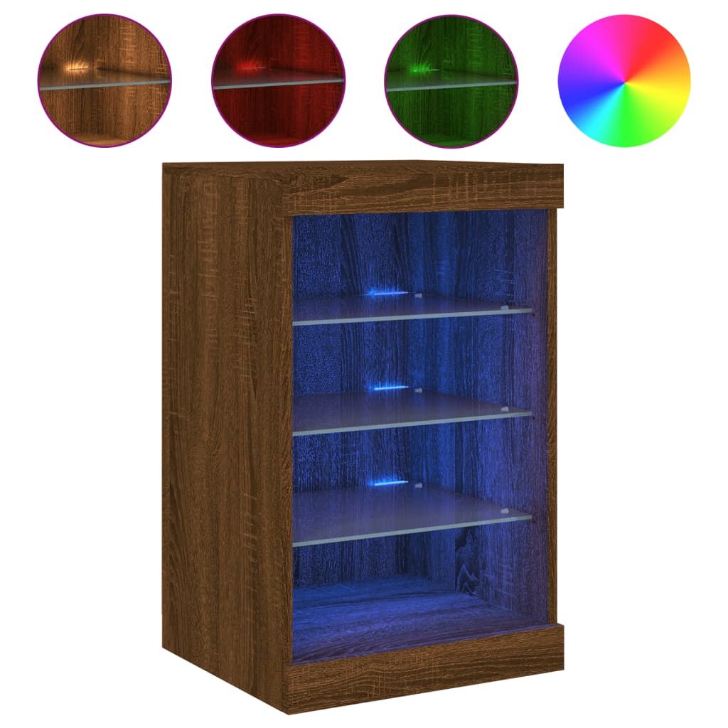 Dressoir met LED-verlichting 41x37x67 cm bruin eikenkleur is nu te koop bij PeponiXL, paradijselijk wonen!