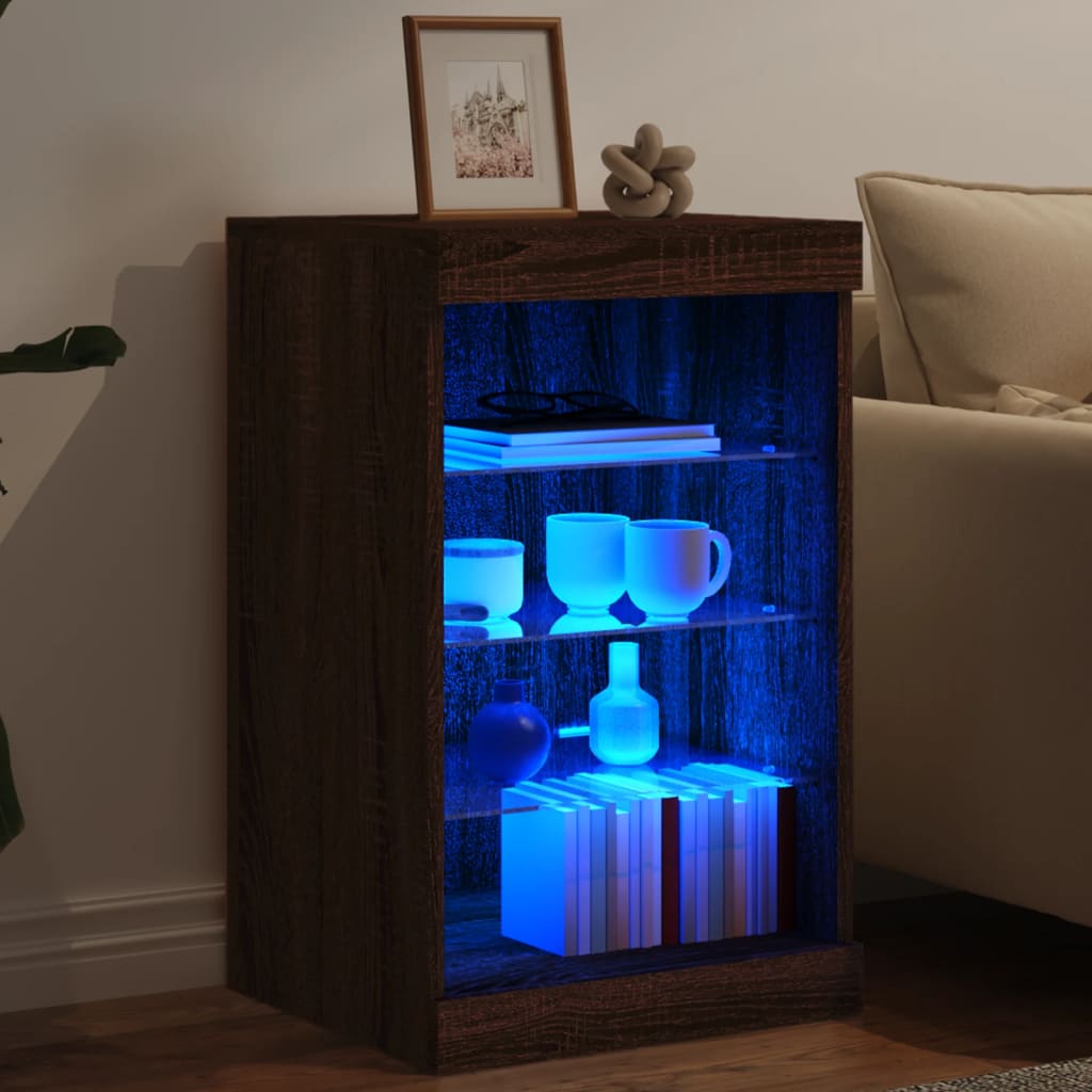 Dressoir met LED-verlichting 41x37x67 cm bruin eikenkleur is nu te koop bij PeponiXL, paradijselijk wonen!