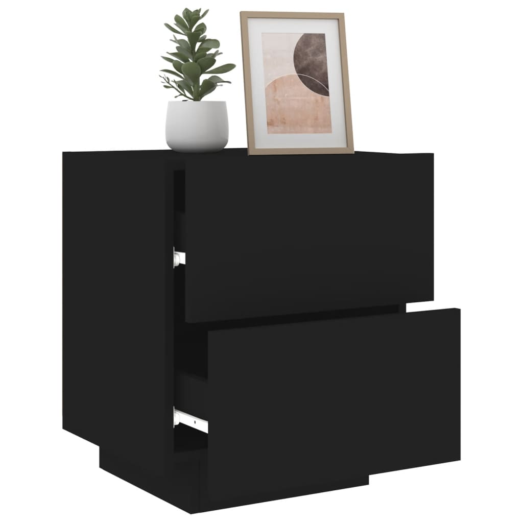 Nachtkastjes met LED-verlichting 2 st bewerkt hout zwart is nu te koop bij PeponiXL, paradijselijk wonen!