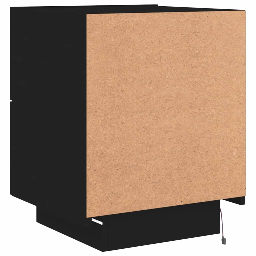 Nachtkastjes met LED-verlichting 2 st bewerkt hout zwart is nu te koop bij PeponiXL, paradijselijk wonen!