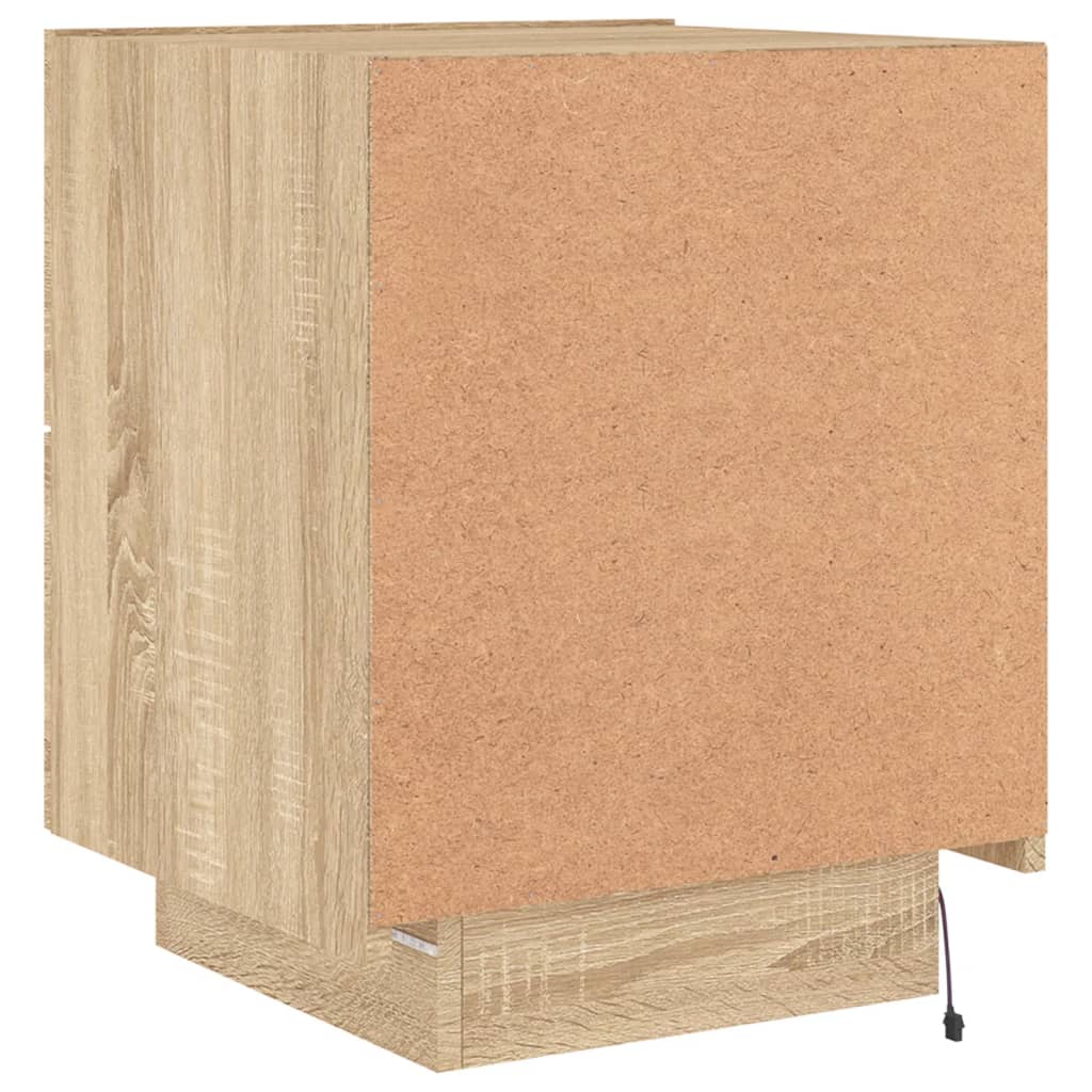 Nachtkastje met LED-verlichting bewerkt hout sonoma eikenkleur is nu te koop bij PeponiXL, paradijselijk wonen!