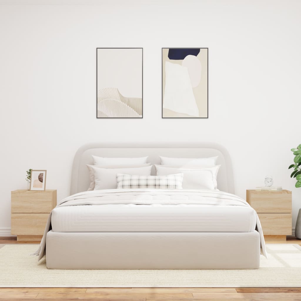 Nachtkastjes met LED-verlichting 2 st bewerkt hout sonoma eiken is nu te koop bij PeponiXL, paradijselijk wonen!