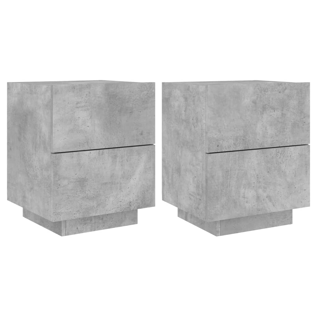 Nachtkastjes met LED-verlichting 2 st bewerkt hout betongrijs is nu te koop bij PeponiXL, paradijselijk wonen!