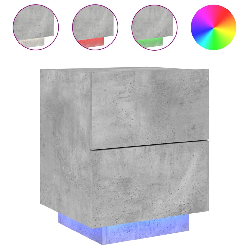 Nachtkastjes met LED-verlichting 2 st bewerkt hout betongrijs is nu te koop bij PeponiXL, paradijselijk wonen!