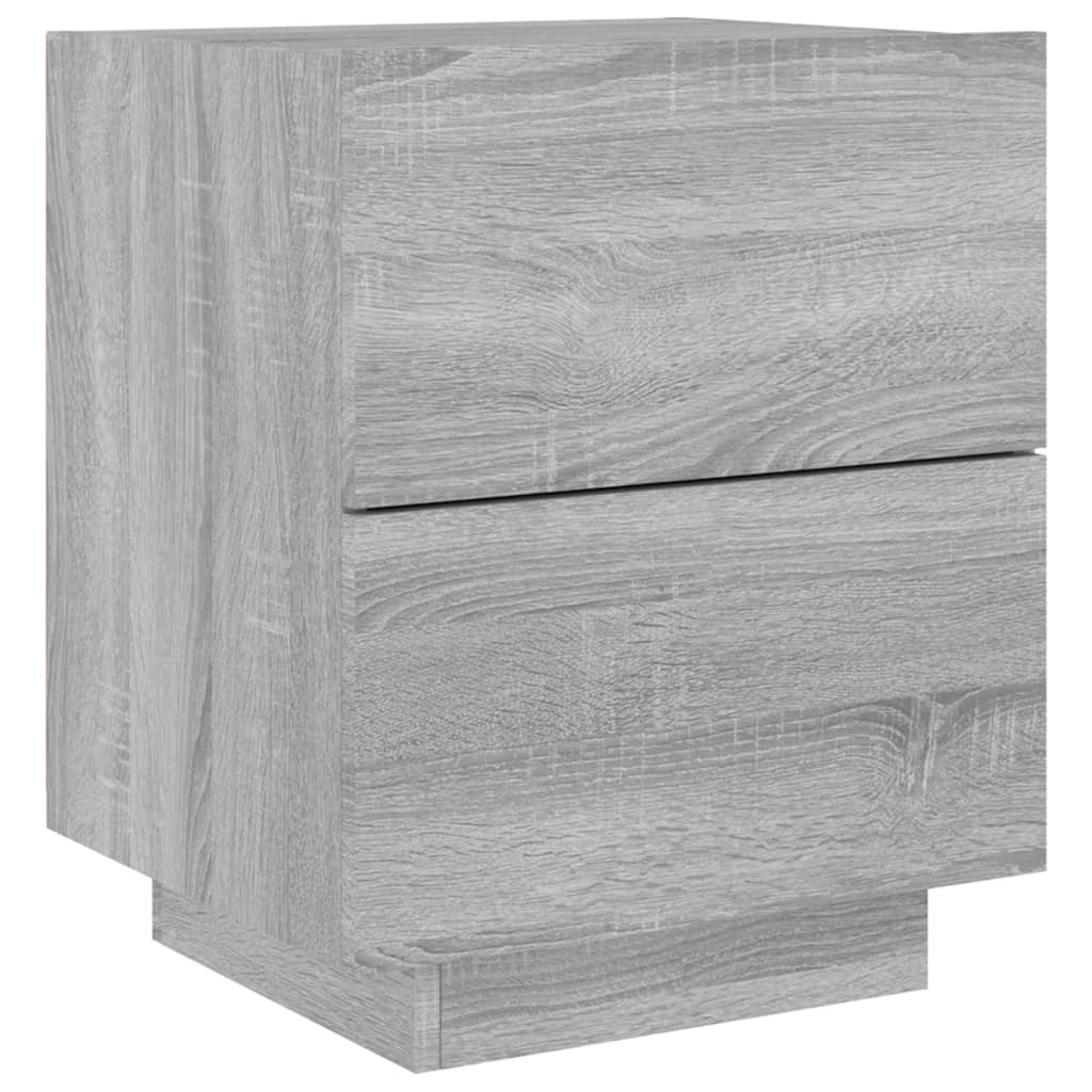 Nachtkastje met LED-verlichting bewerkt hout grijs sonoma is nu te koop bij PeponiXL, paradijselijk wonen!