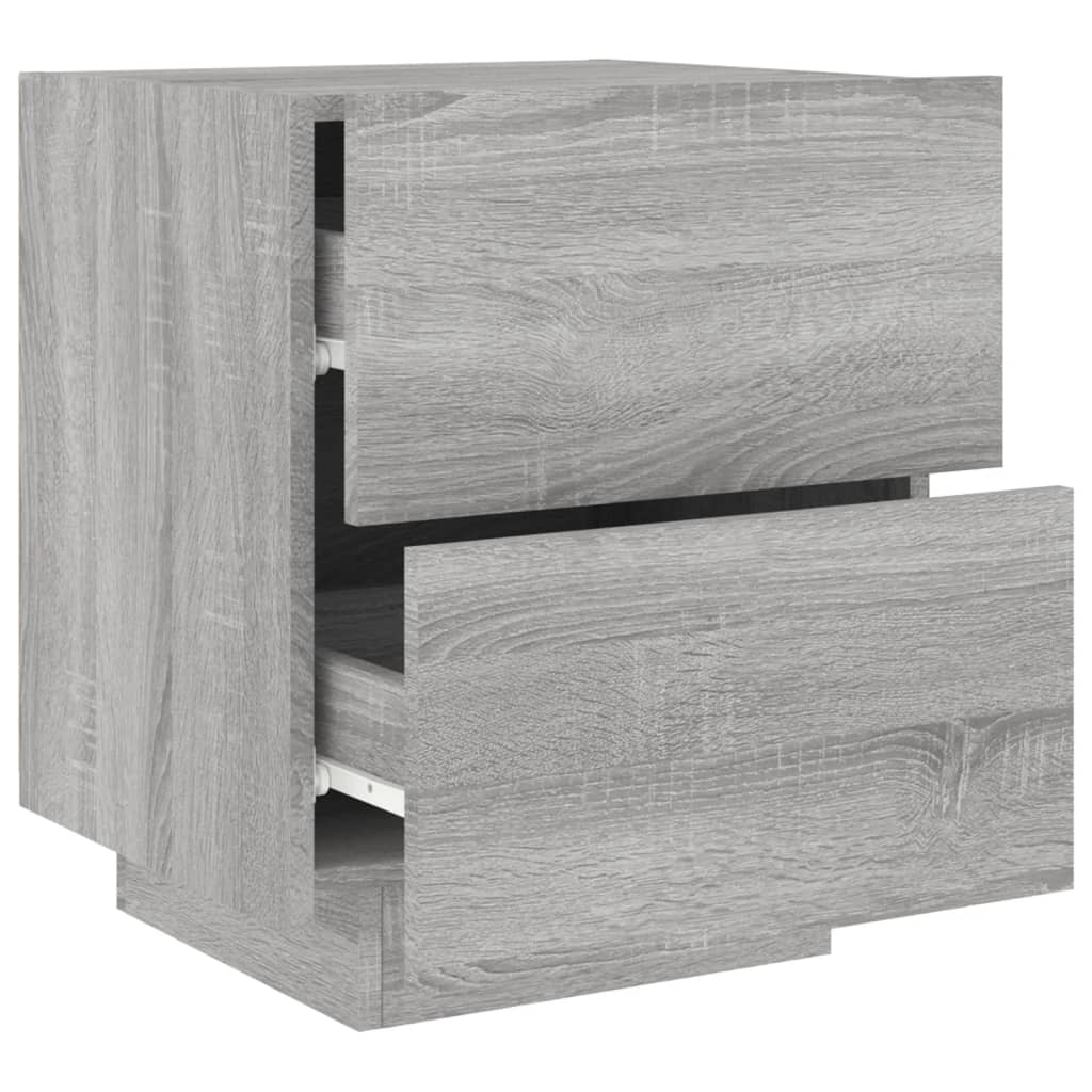 Nachtkastje met LED-verlichting bewerkt hout grijs sonoma is nu te koop bij PeponiXL, paradijselijk wonen!