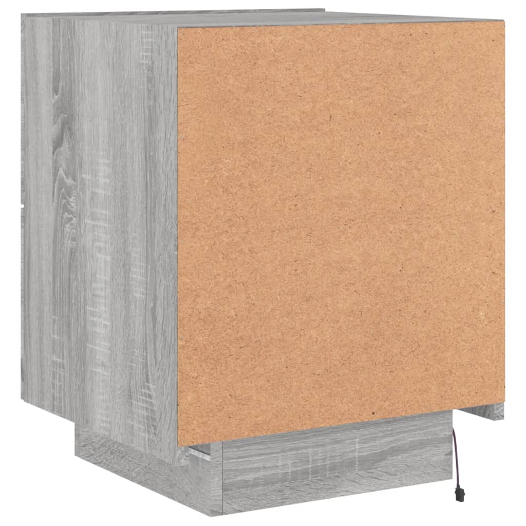 Nachtkastje met LED-verlichting bewerkt hout grijs sonoma is nu te koop bij PeponiXL, paradijselijk wonen!