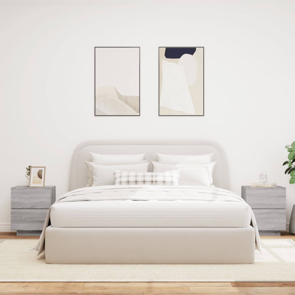 Nachtkastjes met LED-verlichting 2 st bewerkt hout grijs sonoma is nu te koop bij PeponiXL, paradijselijk wonen!