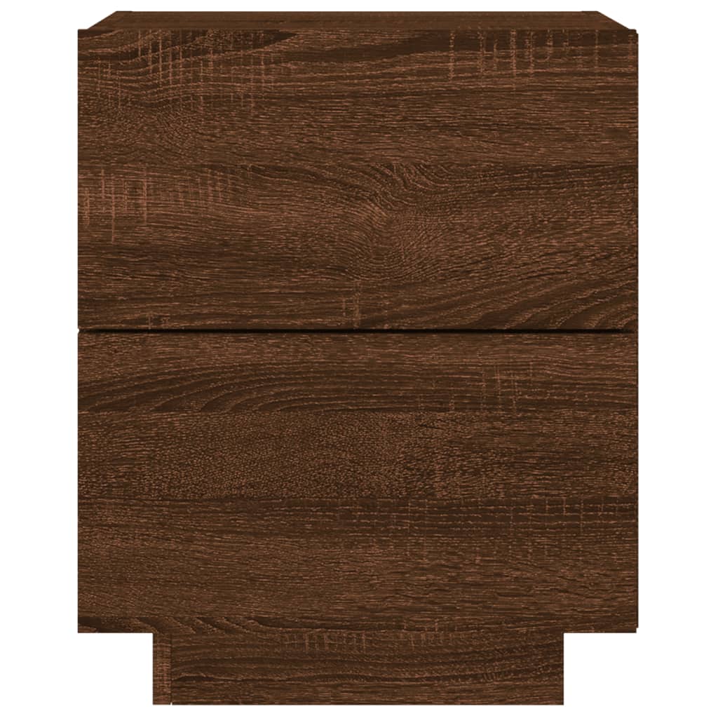 Nachtkastje met LED-verlichting bewerkt hout bruin eikenkleur is nu te koop bij PeponiXL, paradijselijk wonen!