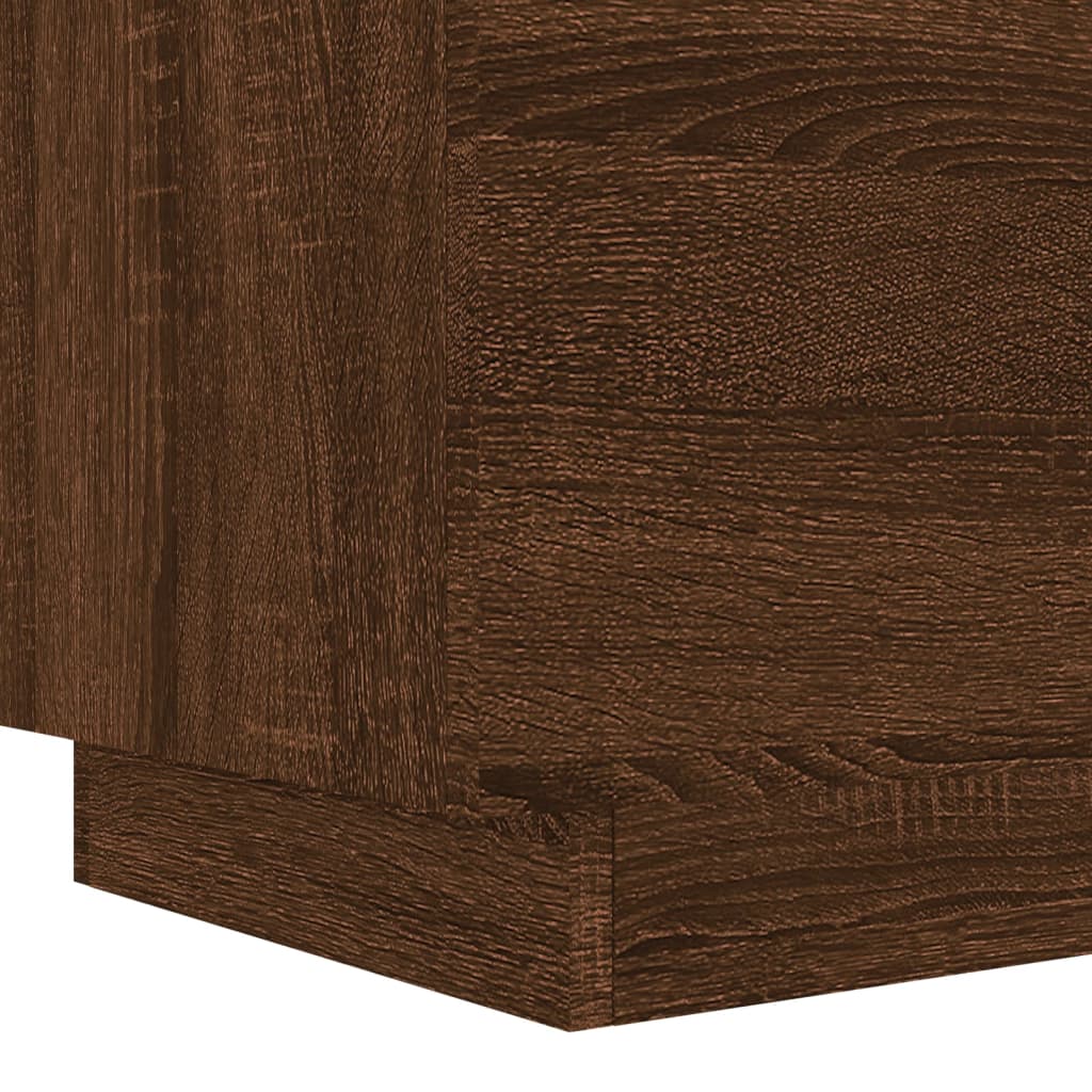 Nachtkastje met LED-verlichting bewerkt hout bruin eikenkleur is nu te koop bij PeponiXL, paradijselijk wonen!