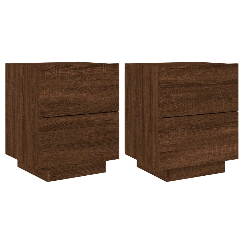 Nachtkastjes met LED 2 st bewerkt hout bruin eikenkleur is nu te koop bij PeponiXL, paradijselijk wonen!
