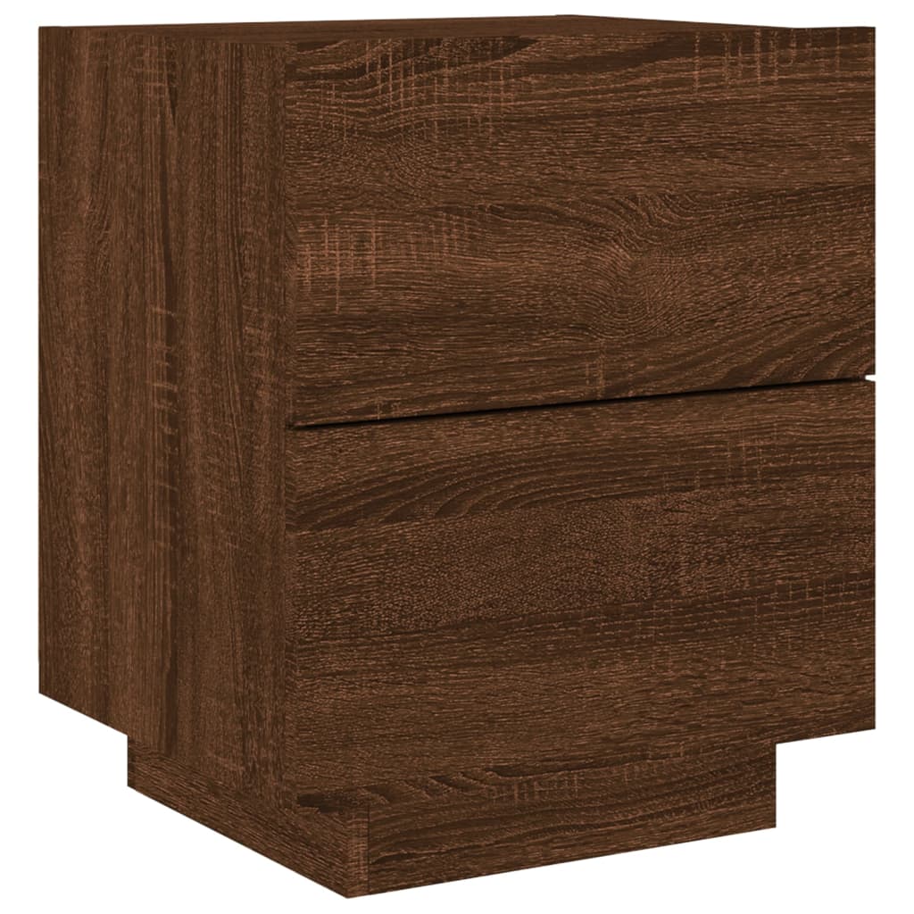 Nachtkastjes met LED 2 st bewerkt hout bruin eikenkleur is nu te koop bij PeponiXL, paradijselijk wonen!