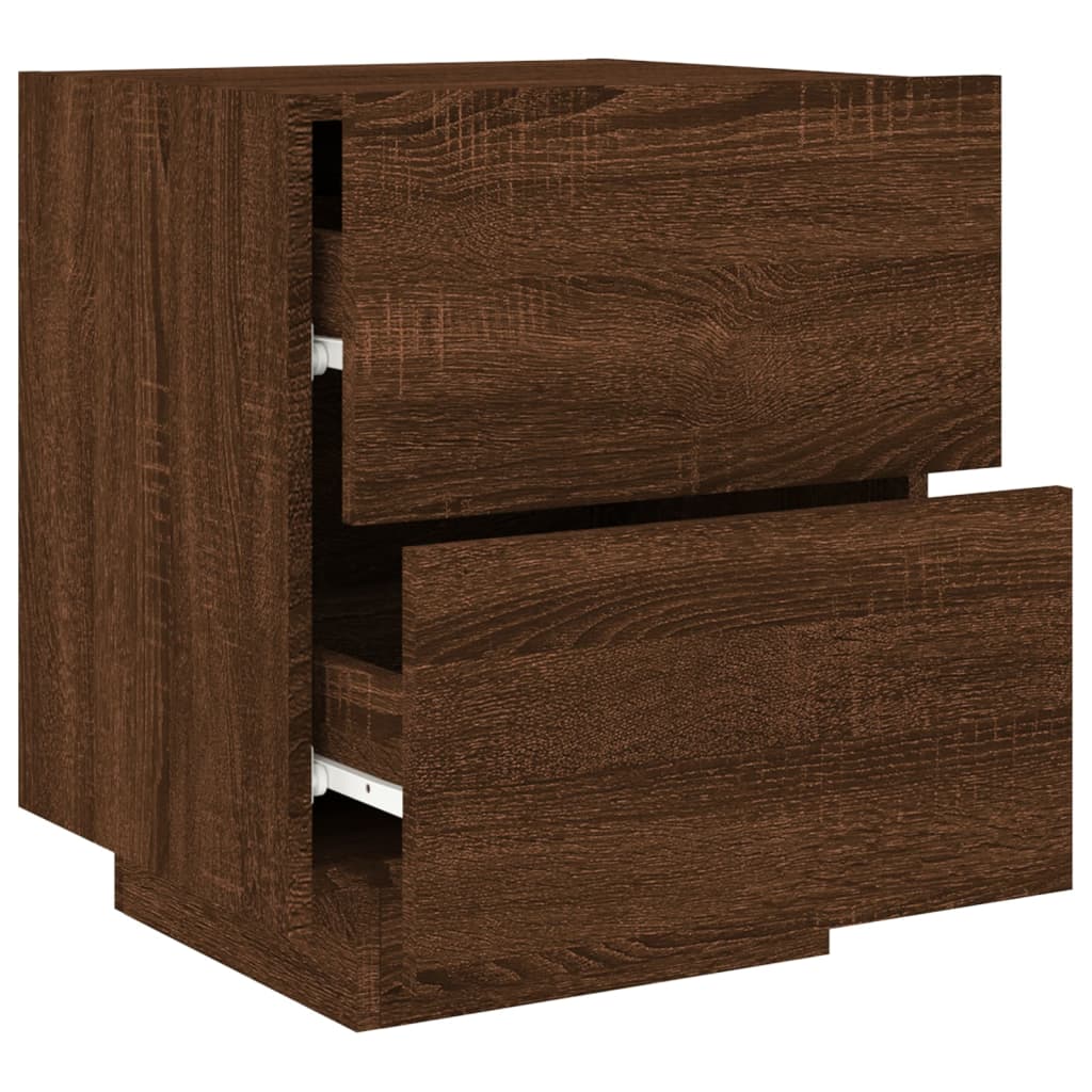 Nachtkastjes met LED 2 st bewerkt hout bruin eikenkleur is nu te koop bij PeponiXL, paradijselijk wonen!