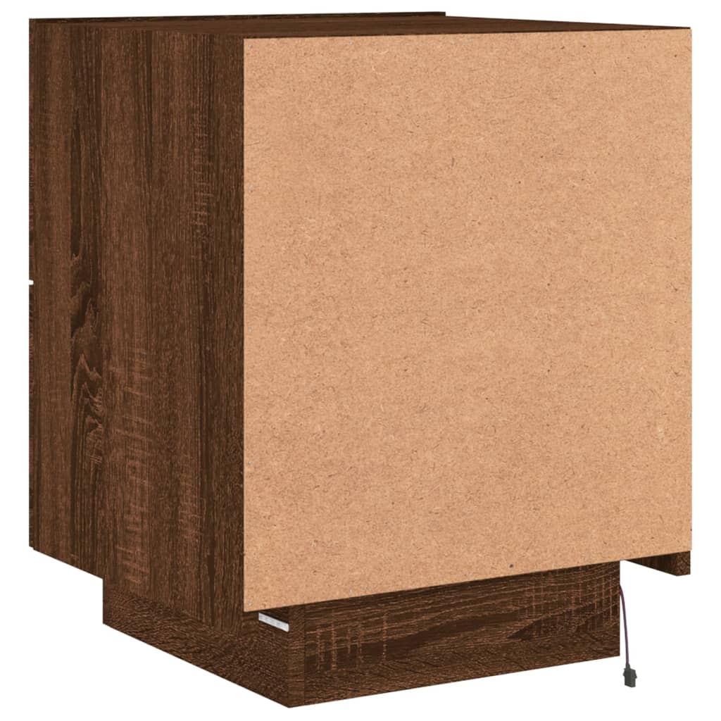 Nachtkastjes met LED 2 st bewerkt hout bruin eikenkleur is nu te koop bij PeponiXL, paradijselijk wonen!
