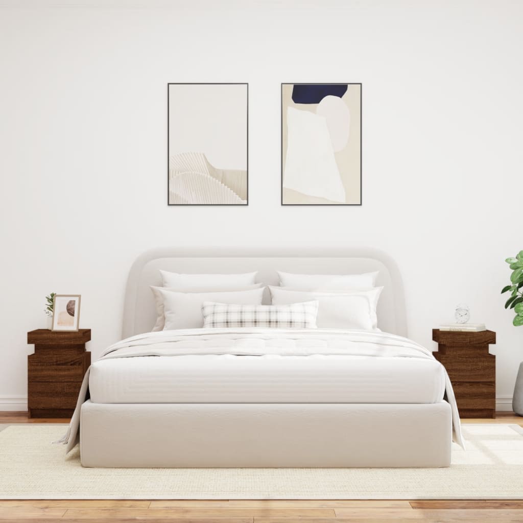 Nachtkastjes met LED 2 st 35x39x55 cm bruin eikenkleur is nu te koop bij PeponiXL, paradijselijk wonen!