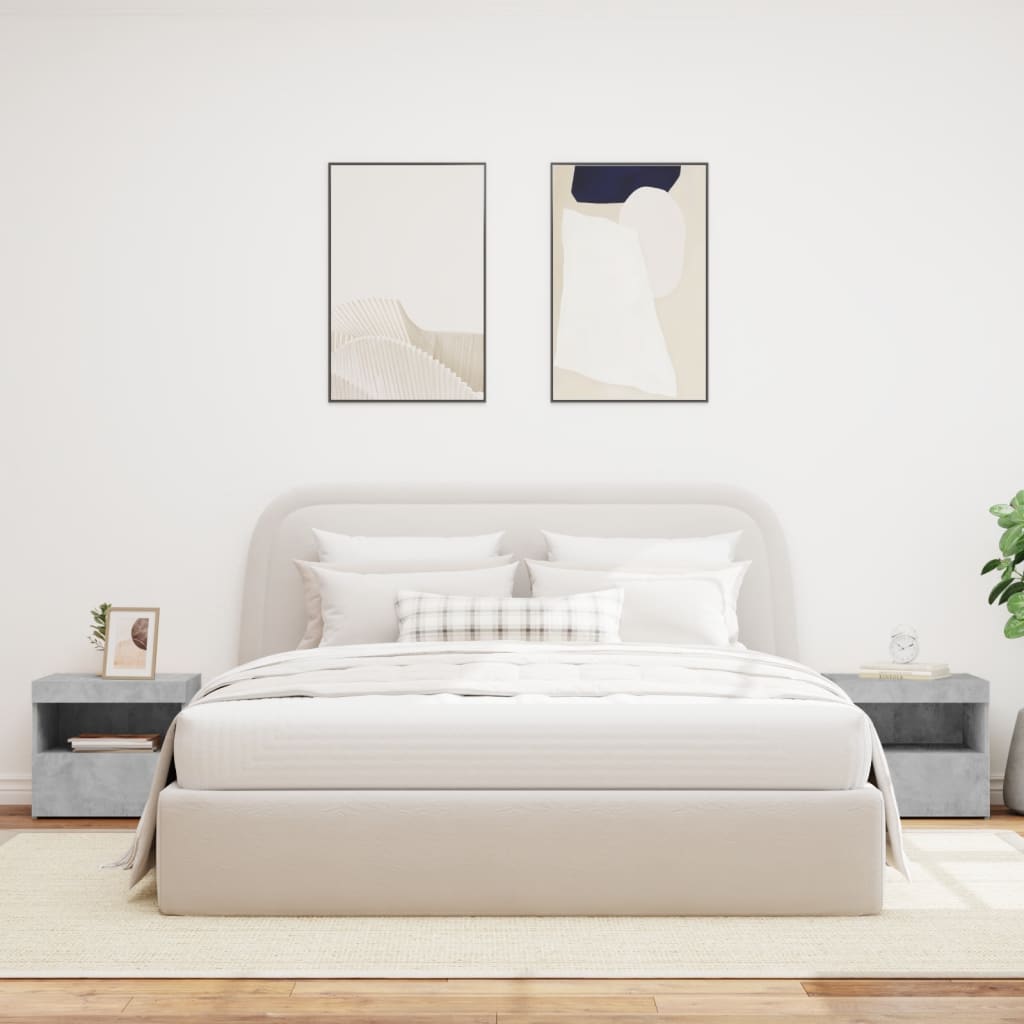 Nachtkastjes met LED-verlichting 2 st 50x40x45 cm betongrijs is nu te koop bij PeponiXL, paradijselijk wonen!