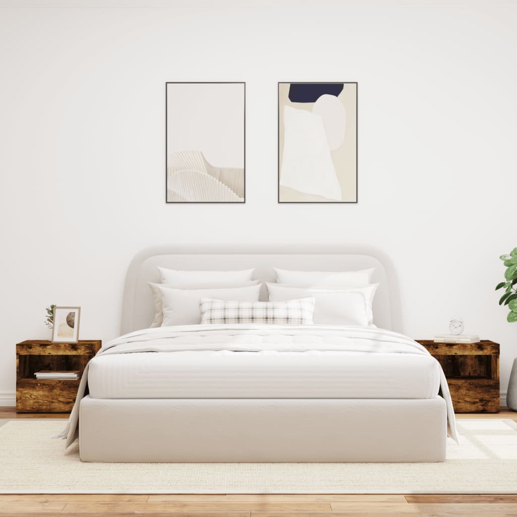 Nachtkastjes met LED-verlichting 2 st 50x40x45 cm gerookt eiken is nu te koop bij PeponiXL, paradijselijk wonen!