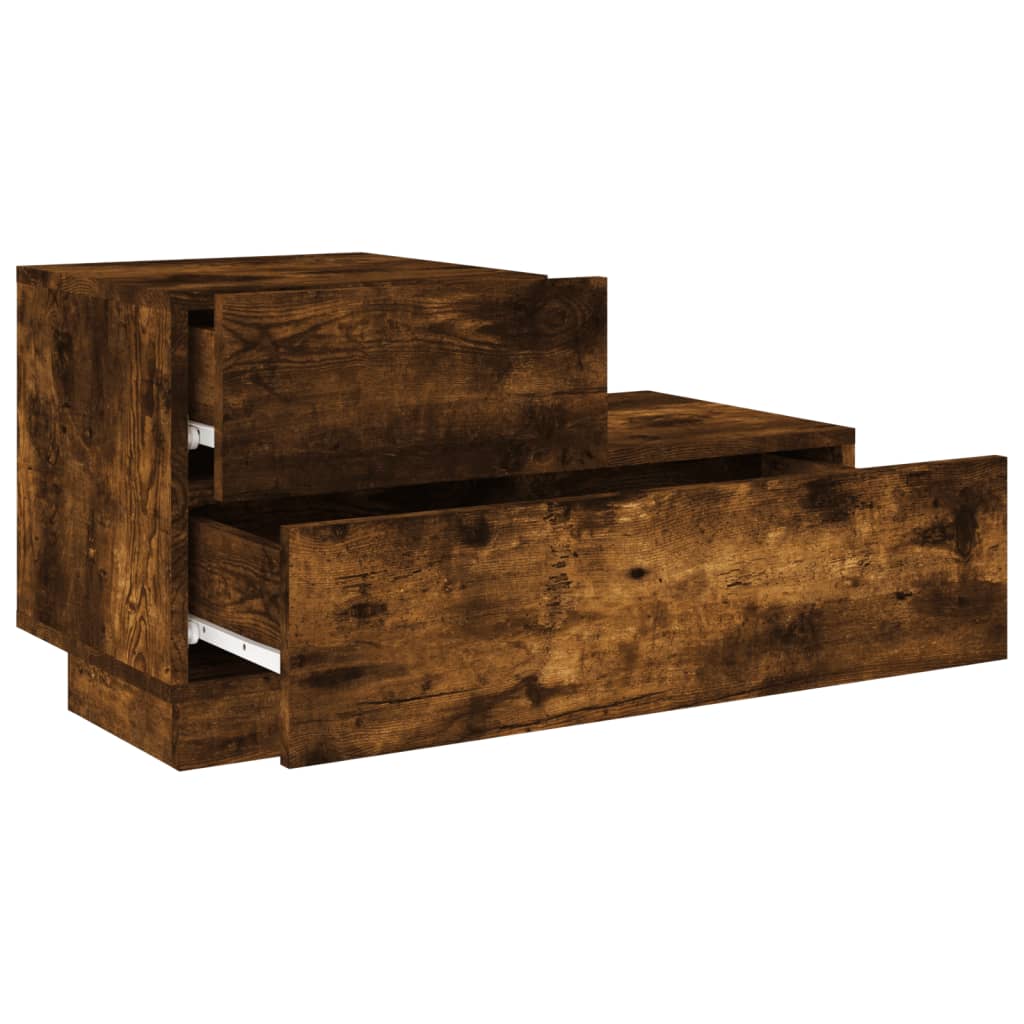 Nachtkastje met LED-verlichting 70x36x40,5 cm gerookt eiken is nu te koop bij PeponiXL, paradijselijk wonen!