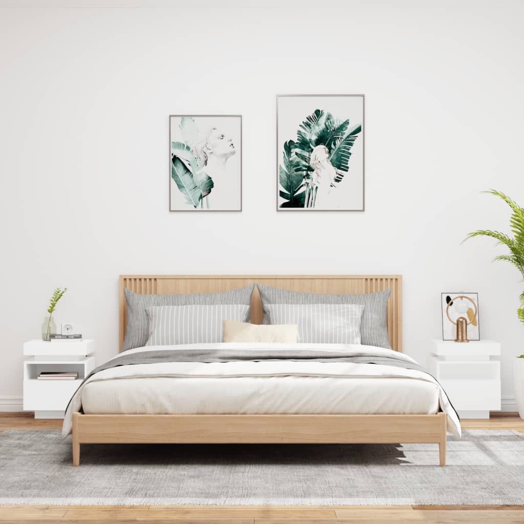 Nachtkastjes met LED-verlichting 2 st 40x39x48,5 cm wit is nu te koop bij PeponiXL, paradijselijk wonen!