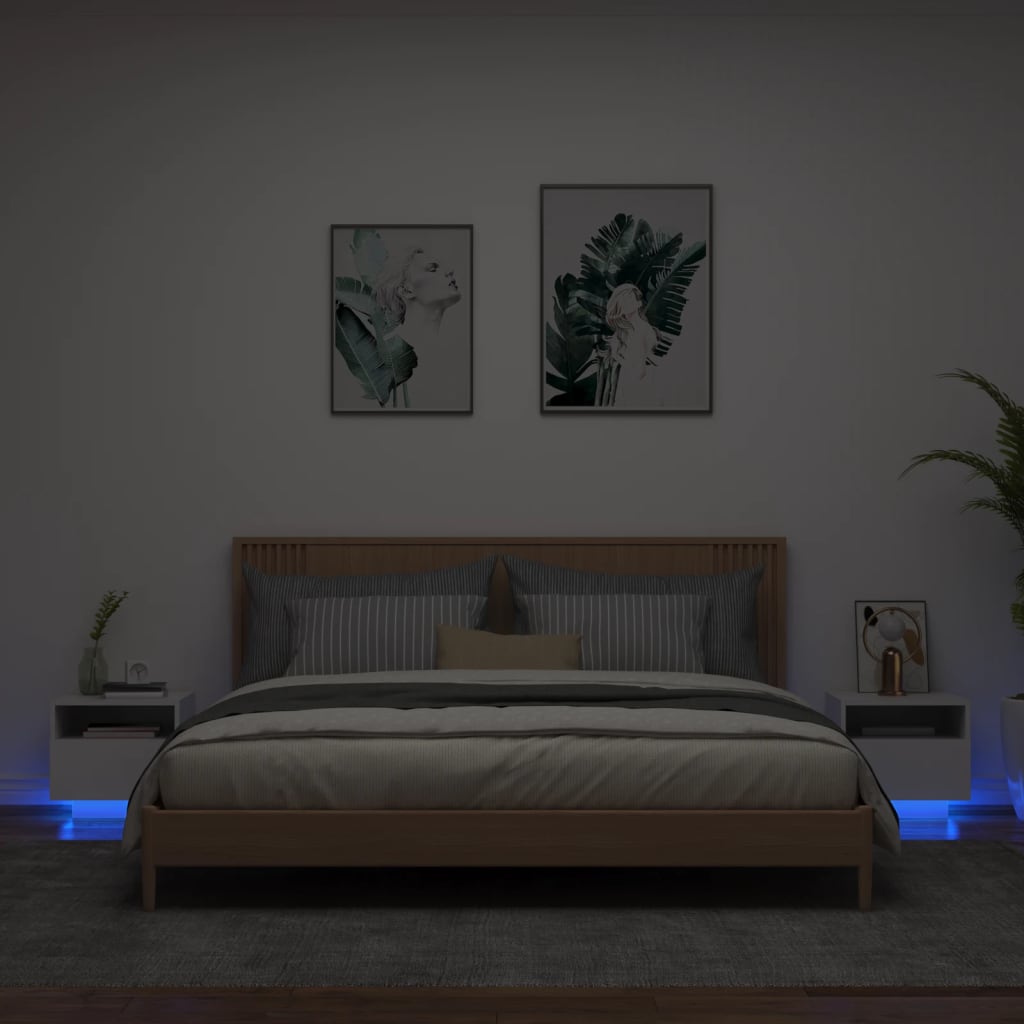 Nachtkastjes met LED-verlichting 2 st 40x39x37 cm wit is nu te koop bij PeponiXL, paradijselijk wonen!