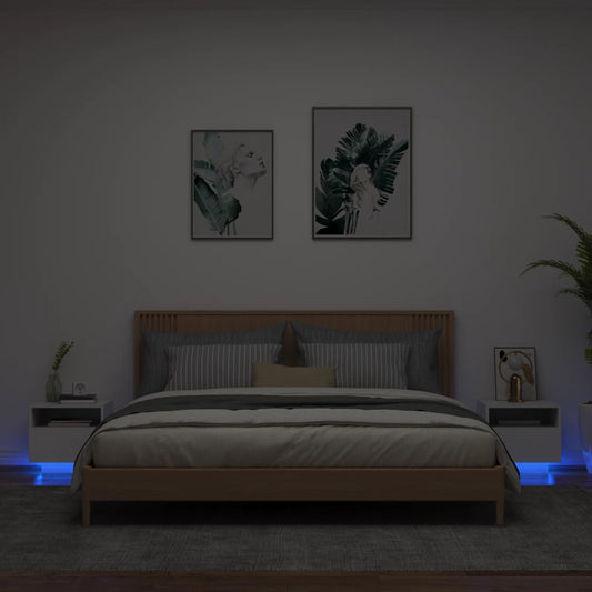 Nachtkastjes met LED-verlichting 2 st 40x39x37 cm wit is nu te koop bij PeponiXL, paradijselijk wonen!