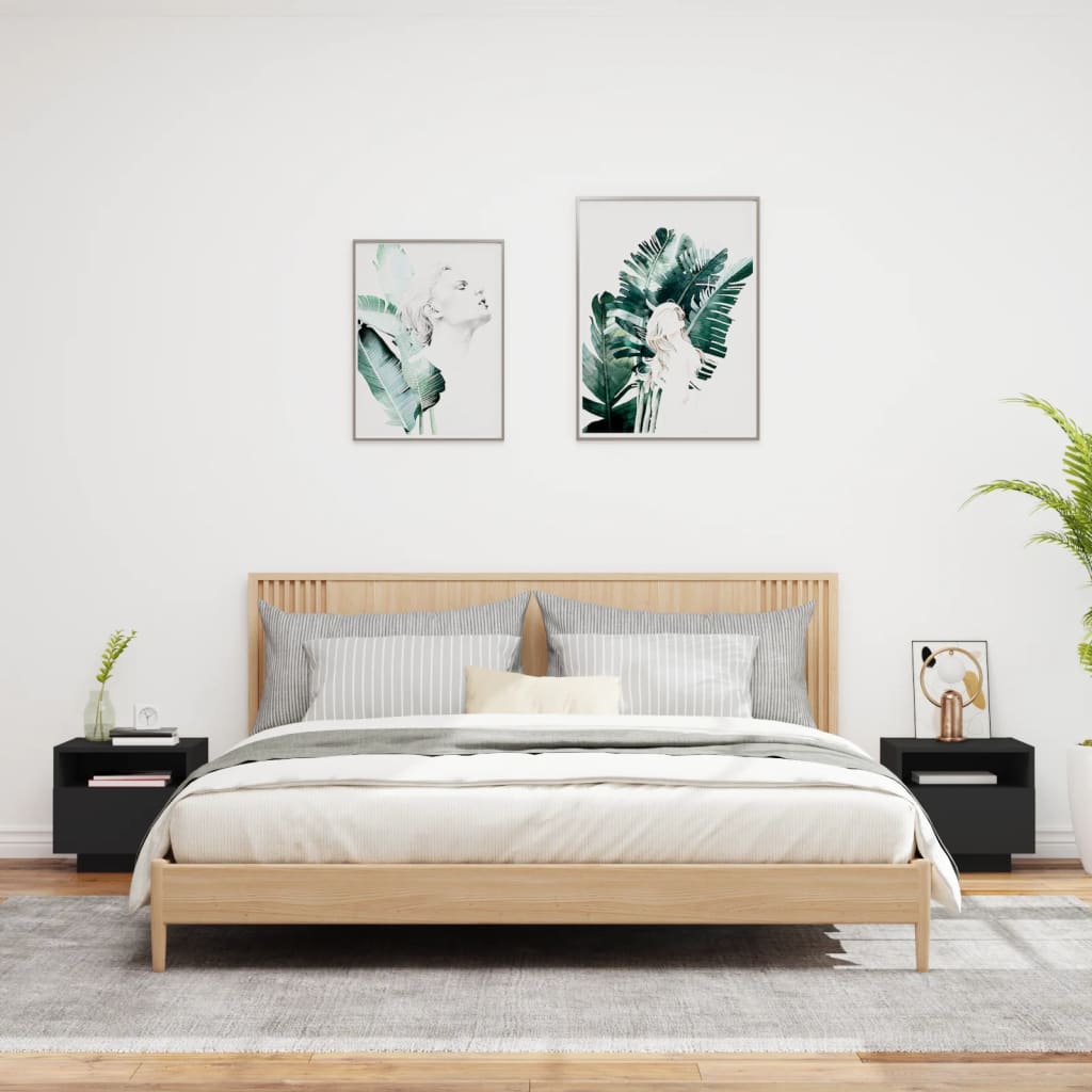 Nachtkastjess met LED-verlichting 2 st 40x39x37 cm zwart is nu te koop bij PeponiXL, paradijselijk wonen!