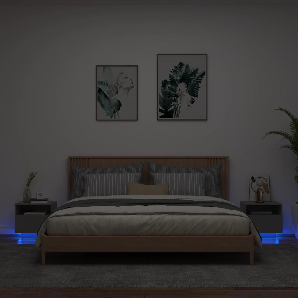 Nachtkastjess met LED-verlichting 2 st 40x39x37 cm zwart is nu te koop bij PeponiXL, paradijselijk wonen!