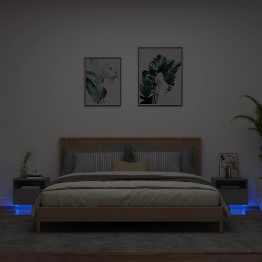 Nachtkastjess met LED-verlichting 2 st 40x39x37 cm zwart is nu te koop bij PeponiXL, paradijselijk wonen!