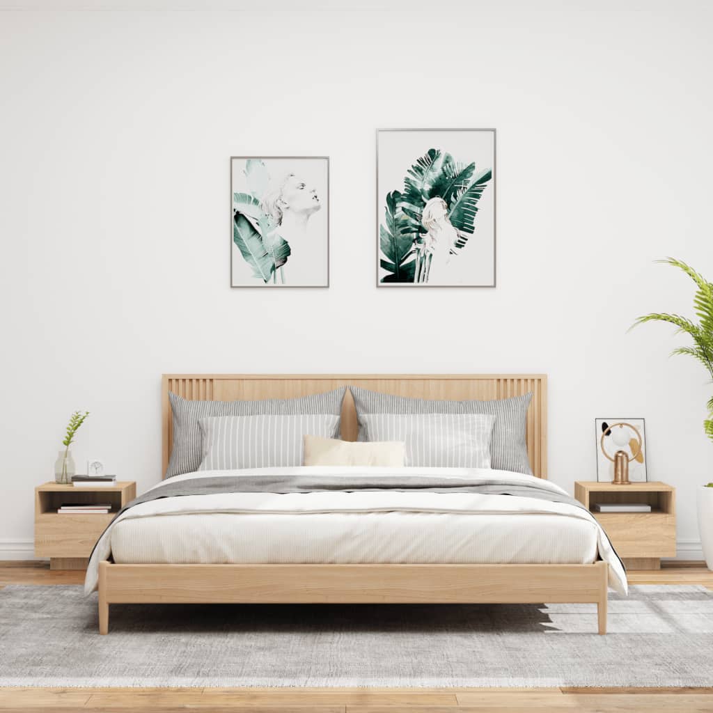 Nachtkastjes met LED-verlichting 2 st 40x39x37 cm sonoma eiken is nu te koop bij PeponiXL, paradijselijk wonen!