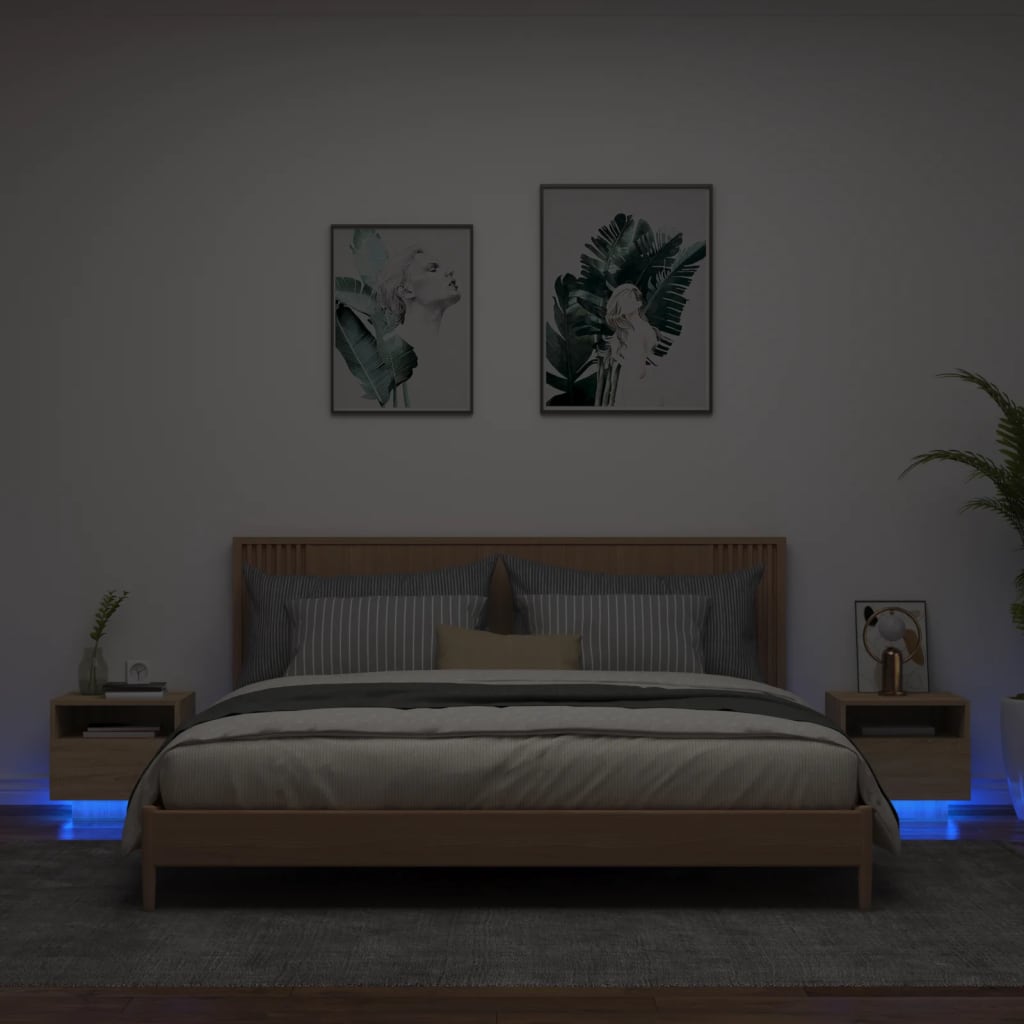 Nachtkastjes met LED-verlichting 2 st 40x39x37 cm sonoma eiken is nu te koop bij PeponiXL, paradijselijk wonen!