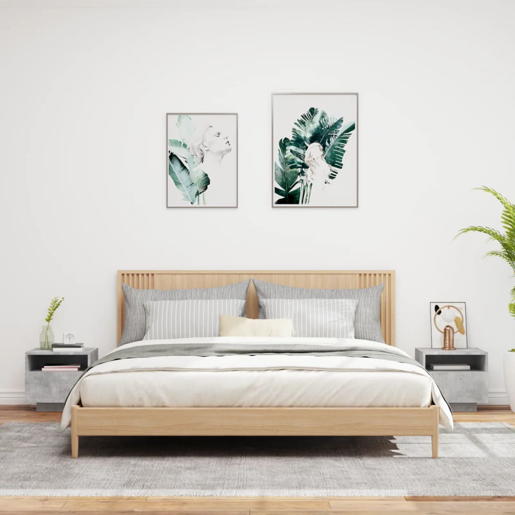 Nachtkastjes met LED-verlichting 2 st 40x39x37 cm betongrijs is nu te koop bij PeponiXL, paradijselijk wonen!