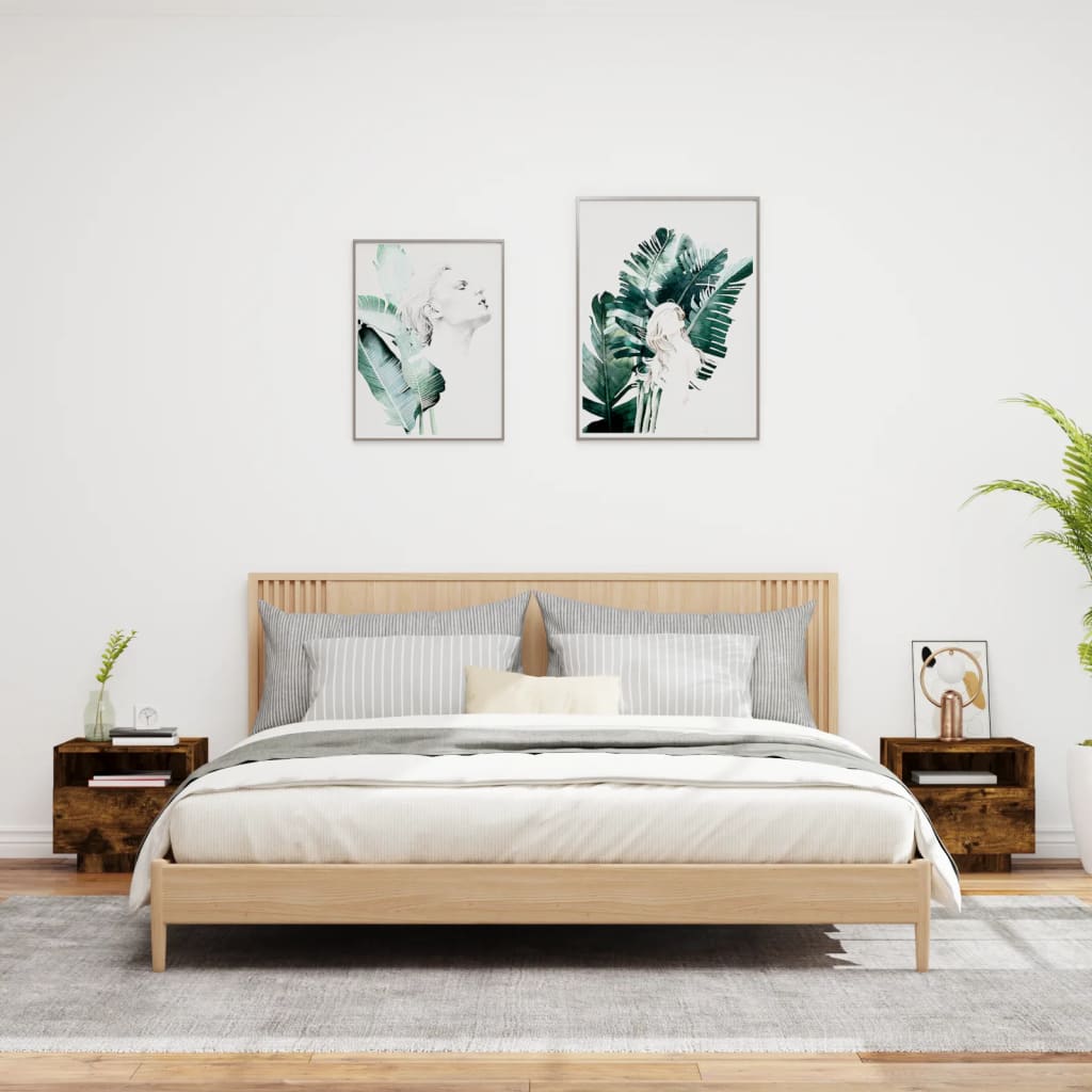 Nachtkastjes met LED-verlichting 2 st 40x39x37 cm gerookt eiken is nu te koop bij PeponiXL, paradijselijk wonen!