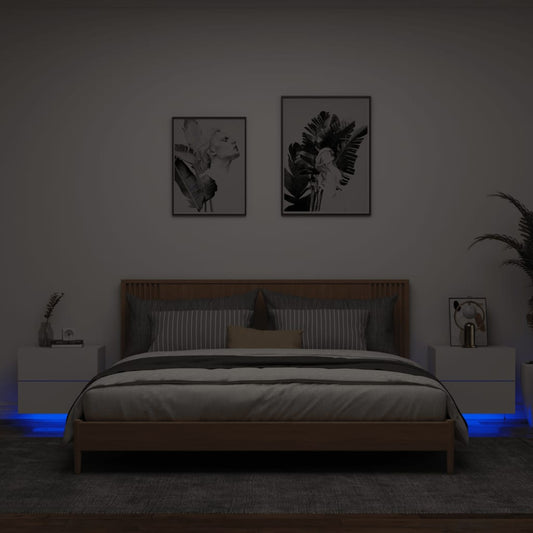 Nachtkastjes met LED's 2 st wandgemonteerd wit is nu te koop bij PeponiXL, paradijselijk wonen!