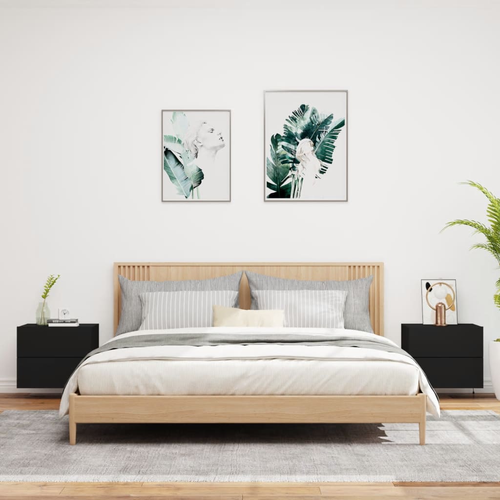 Nachtkastjes met LED's 2 st wandgemonteerd zwart is nu te koop bij PeponiXL, paradijselijk wonen!