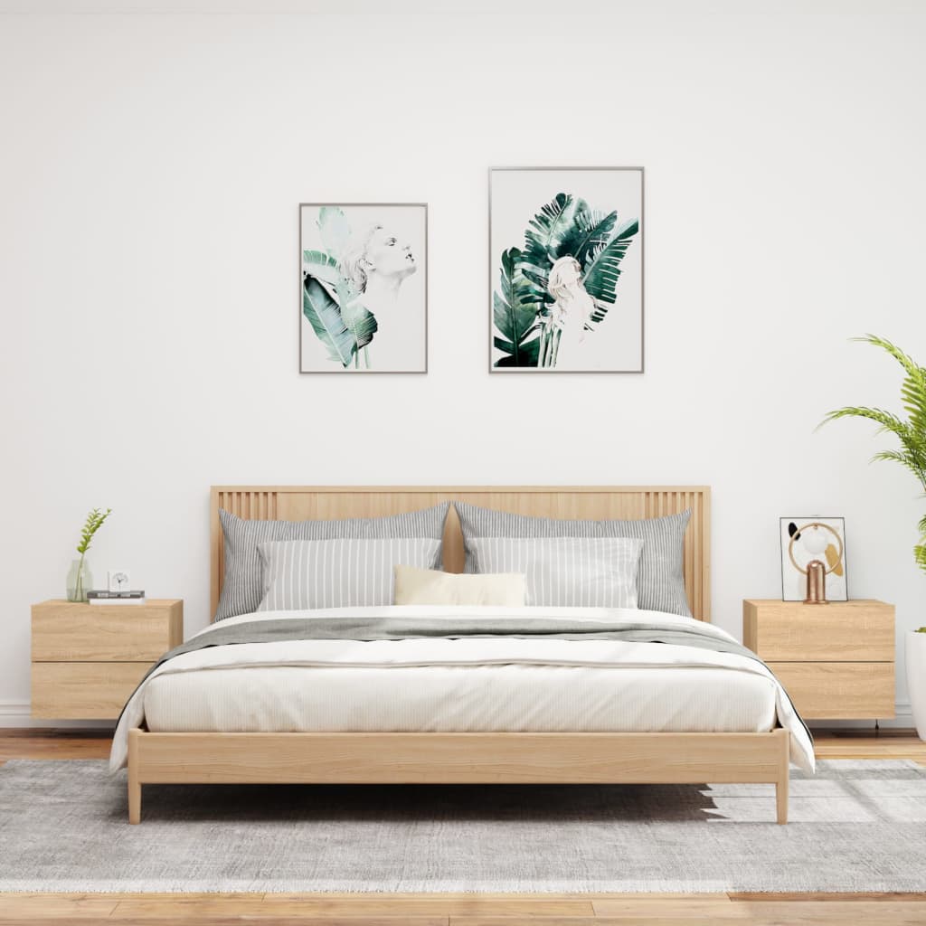 Nachtkastjes met LED's 2 st wandgemonteerd sonoma eikenkleurig is nu te koop bij PeponiXL, paradijselijk wonen!
