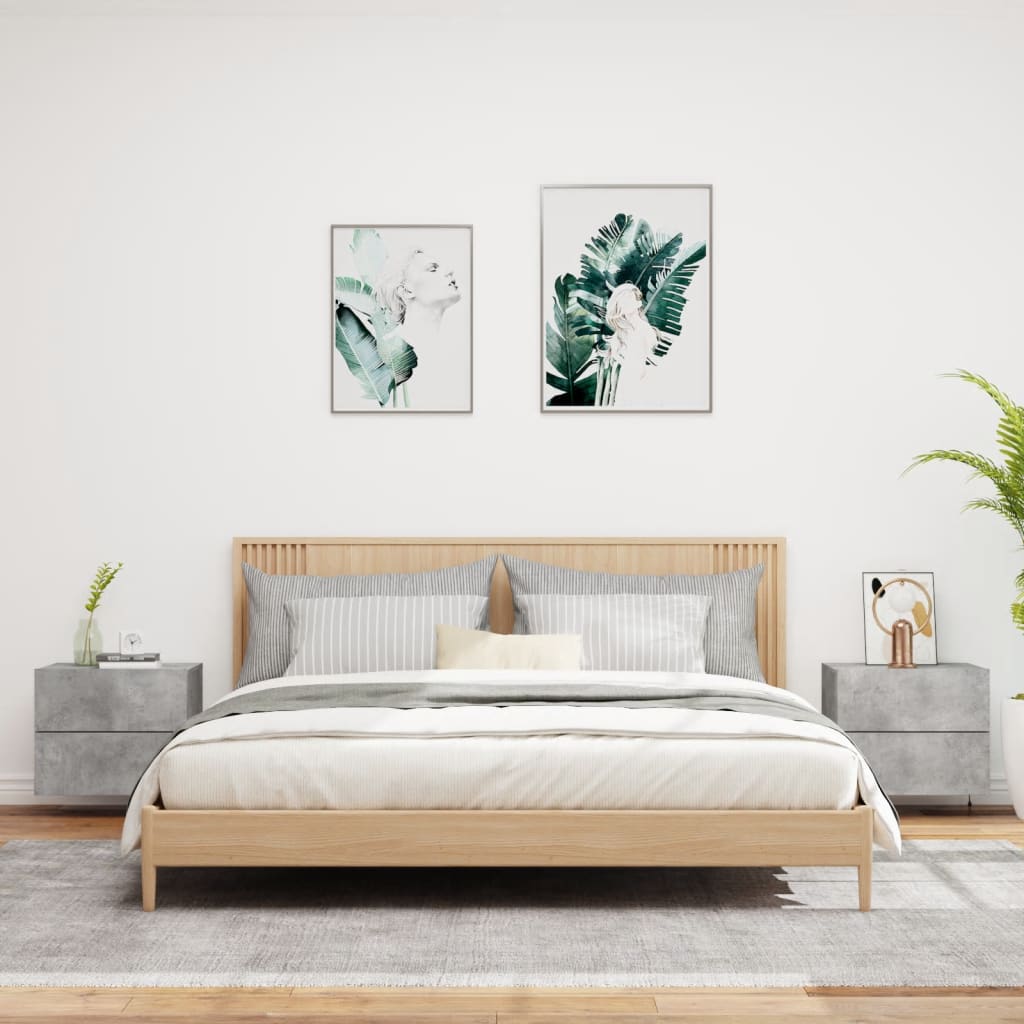 Nachtkastjes met LED's 2 st wandgemonteerd betongrijs is nu te koop bij PeponiXL, paradijselijk wonen!