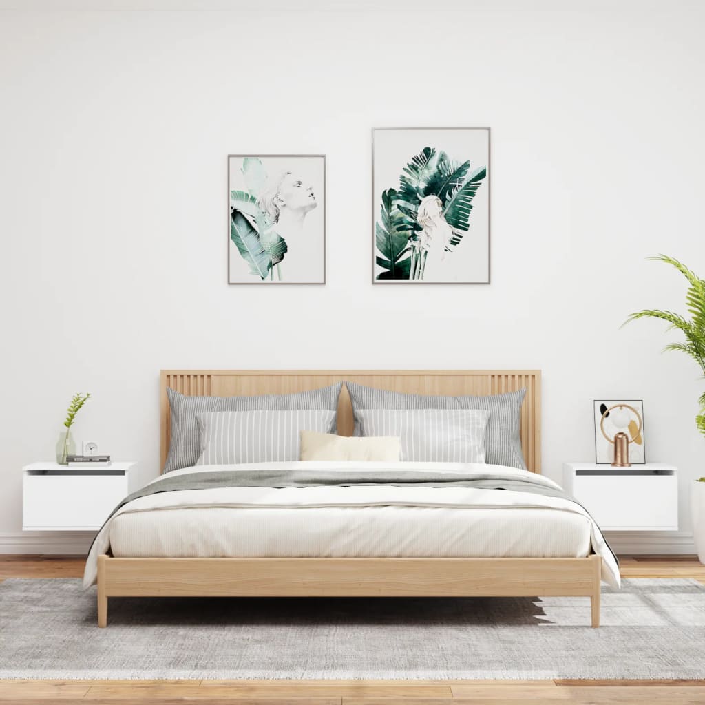 Nachtkastjes met LED's 2 st wandgemonteerd wit is nu te koop bij PeponiXL, paradijselijk wonen!