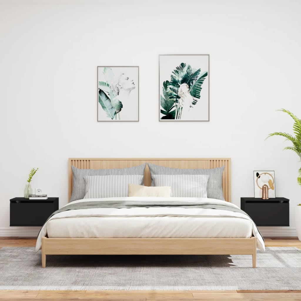 Nachtkastjes met LED's 2 st wandgemonteerd zwart is nu te koop bij PeponiXL, paradijselijk wonen!